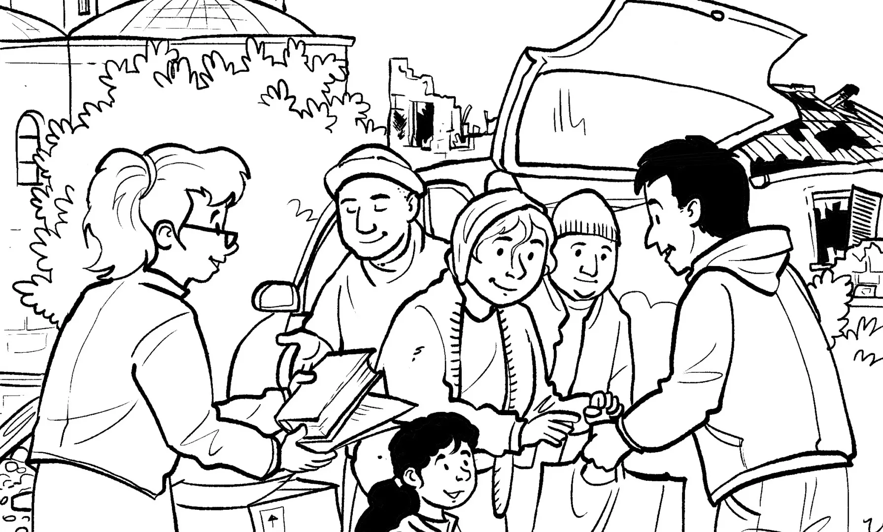 Kleurplaat voedselhulp Oost-Europa